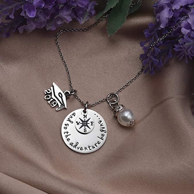 LParkin 2020 Graduationg Gift Necklace and So The Adventure Begins Necklace