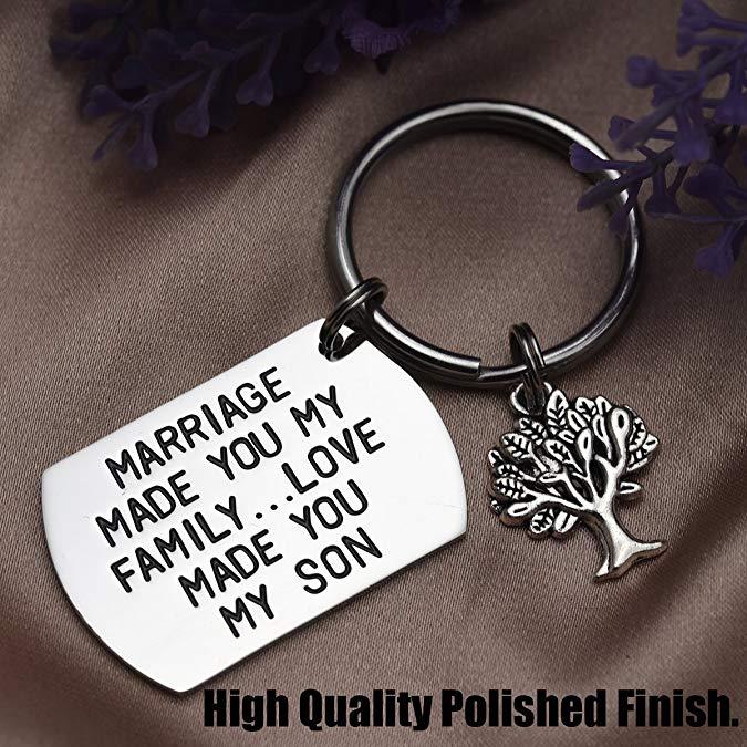 LParkin Stepson Gift Marriage Made You My Family Love Made You My Son Keychain