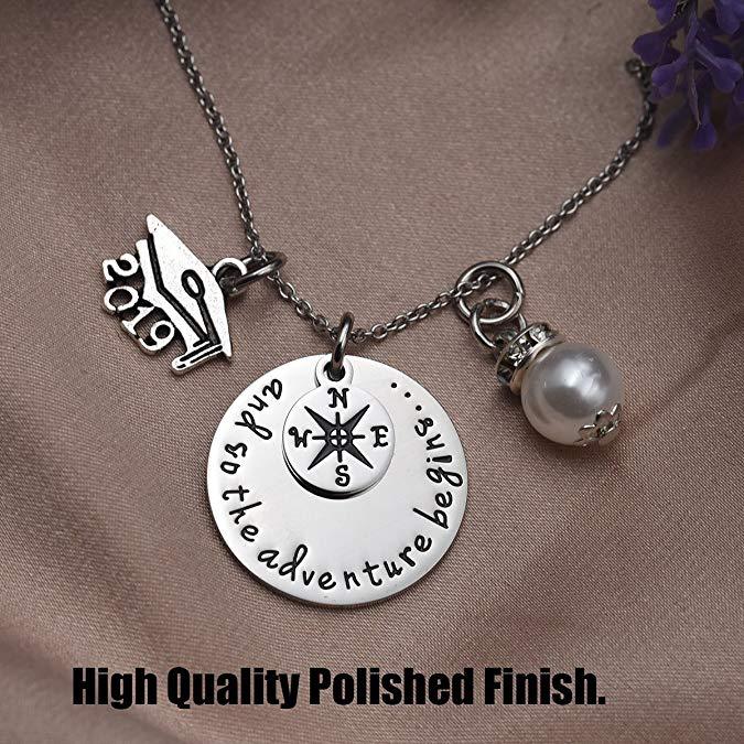 LParkin 2020 Graduationg Gift Necklace and So The Adventure Begins Necklace