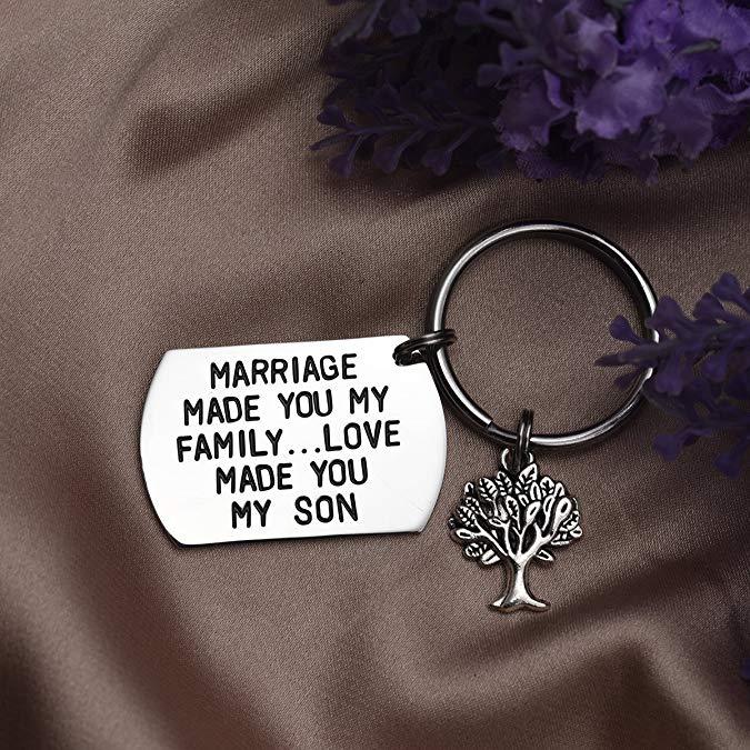 LParkin Stepson Gift Marriage Made You My Family Love Made You My Son Keychain