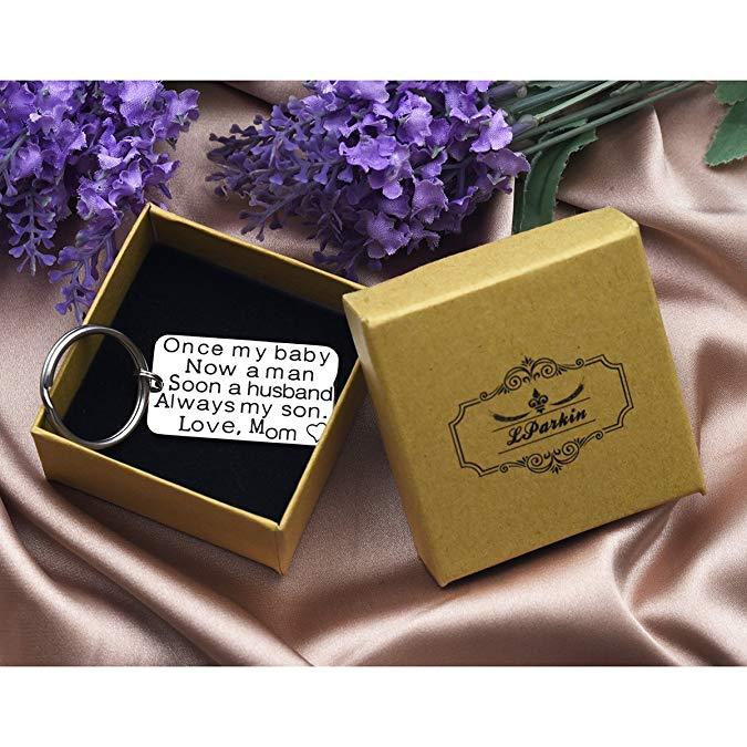 LParkin Wedding Day Gift from Mom Once My Baby Now A Husband Always my Son Keychain