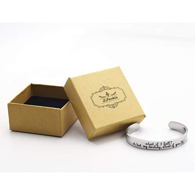 What If I Fall Oh But My Dar-ling What If You Fly Encouragement Cuff Inspirational Jewelr Bracelet