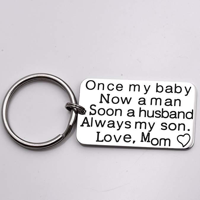 LParkin Wedding Day Gift from Mom Once My Baby Now A Husband Always my Son Keychain