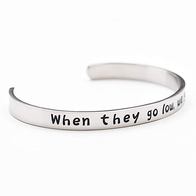 LParkin When They Go Low We Go High Stainless Steel Cuff Bracelet