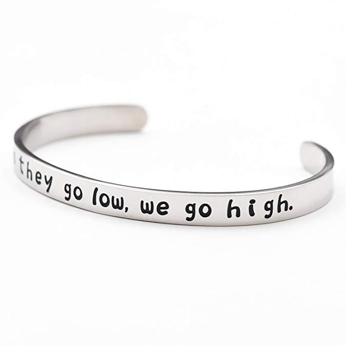 LParkin When They Go Low We Go High Stainless Steel Cuff Bracelet