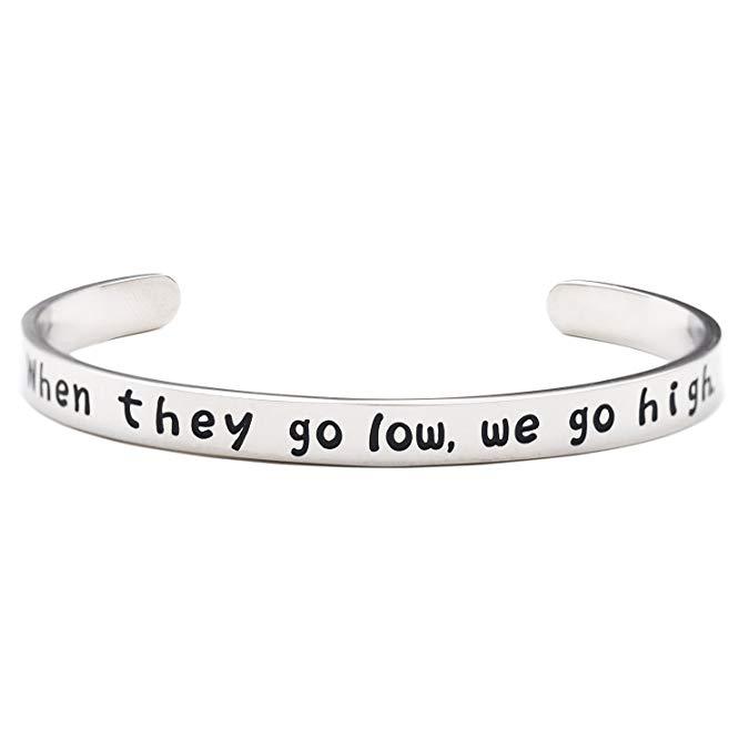 LParkin When They Go Low We Go High Stainless Steel Cuff Bracelet