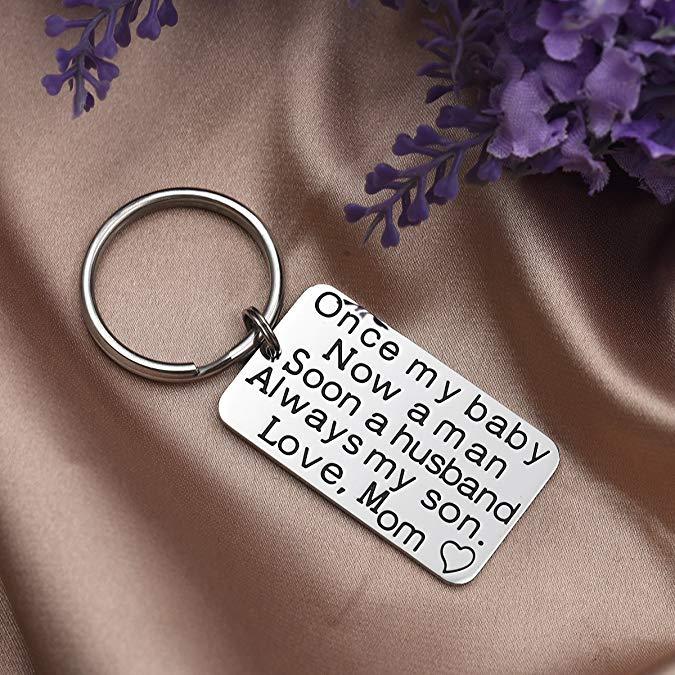 LParkin Wedding Day Gift from Mom Once My Baby Now A Husband Always my Son Keychain