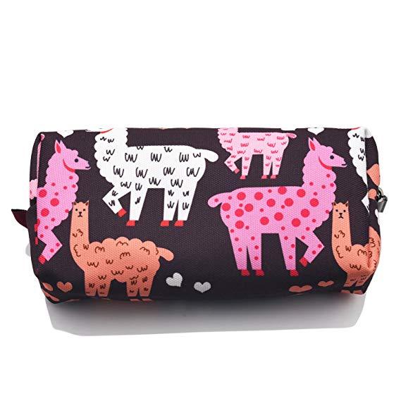 Llama Pencil Case Students Large Capacity Canvas Pen Bag Pouch Stationary Case Makeup Cosmetic Bag