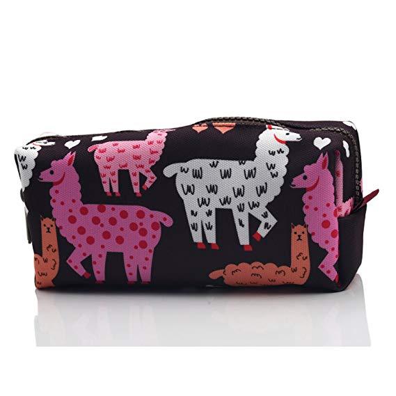 Llama Pencil Case Students Large Capacity Canvas Pen Bag Pouch Stationary Case Makeup Cosmetic Bag