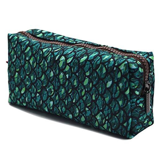 LParkin Mermaid Students Super Large Capacity Canvas Pencil Case Pen Bag Pouch Stationary Case Makeup Cosmetic Bag