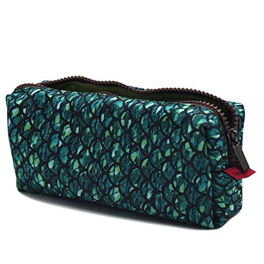 LParkin Mermaid Students Super Large Capacity Canvas Pencil Case Pen Bag Pouch Stationary Case Makeup Cosmetic Bag