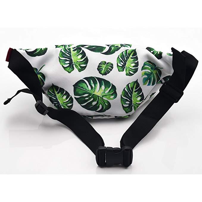 Tropical Leaves Gift Bags Fanny Pack Hip Waist Canvas Bum Belt Hip Pouch Bags