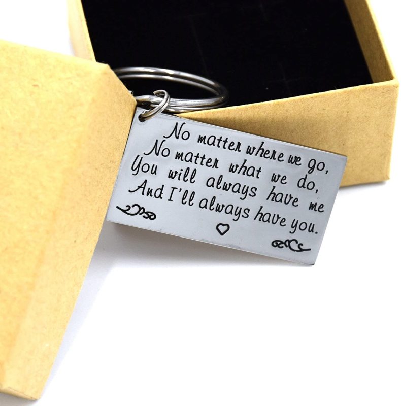 LParkin Long Distance Friendship Gift Keychain Stainless Steel - No Matter Where We Go...