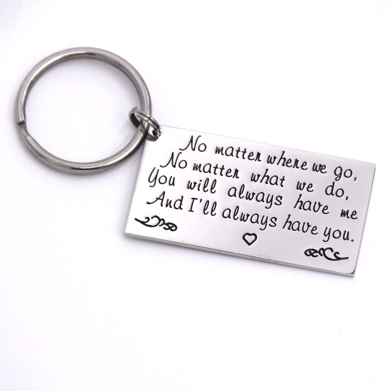 LParkin Long Distance Friendship Gift Keychain Stainless Steel - No Matter Where We Go...