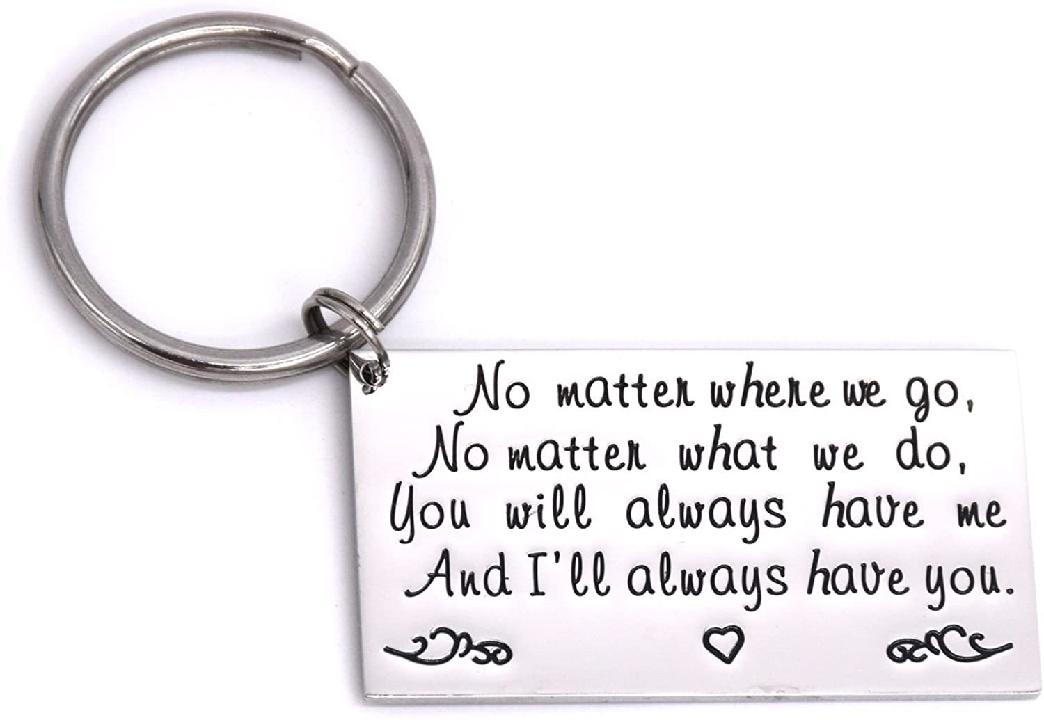 LParkin Long Distance Friendship Gift Keychain Stainless Steel - No Matter Where We Go...