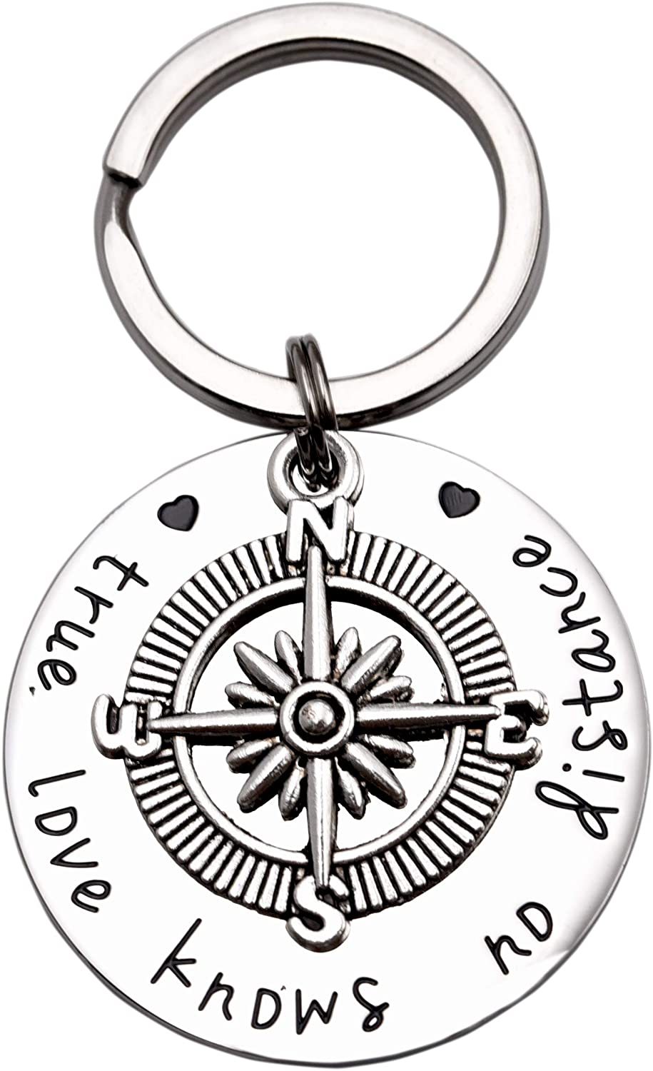 LParkin Going Away Gifts for Friends Best Friend Keychain Boyfriend Girlfriend Keychain Long Distance Relationship Gifts True Love Knows No Distance C