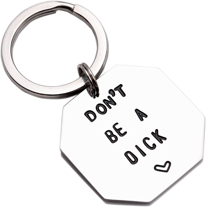 LParkin Don’t Be a Dick Funny Keychain Funny Man Gift Valentines Day Boyfriend Husband Keyring