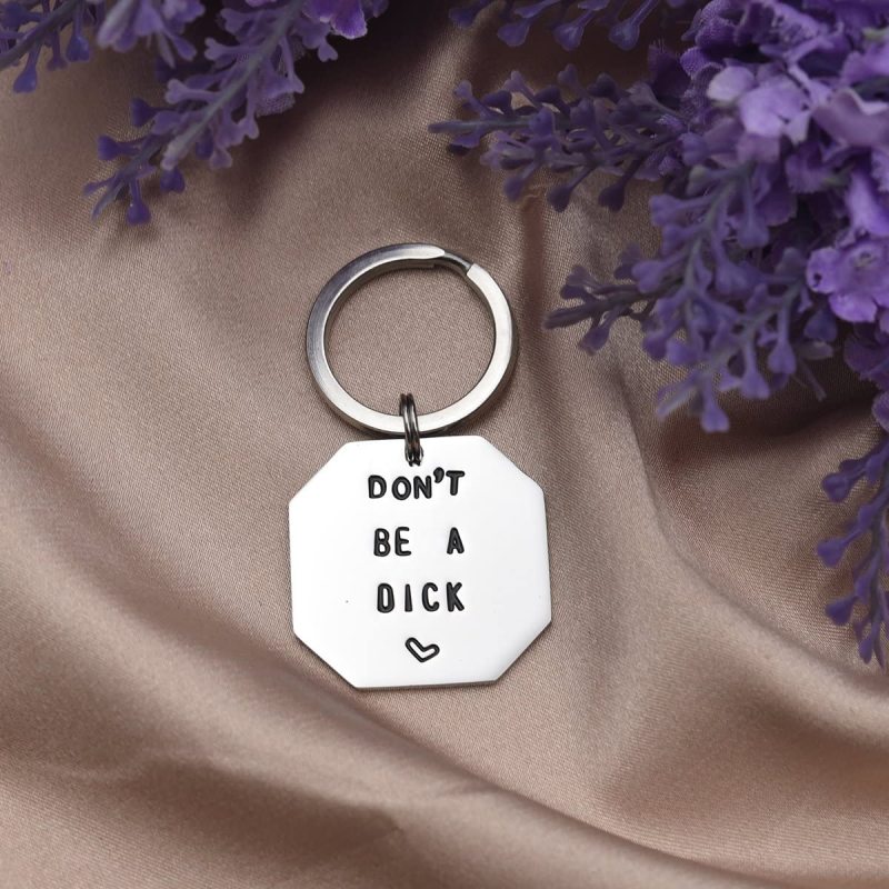 LParkin Don’t Be a Dick Funny Keychain Funny Man Gift Valentines Day Boyfriend Husband Keyring