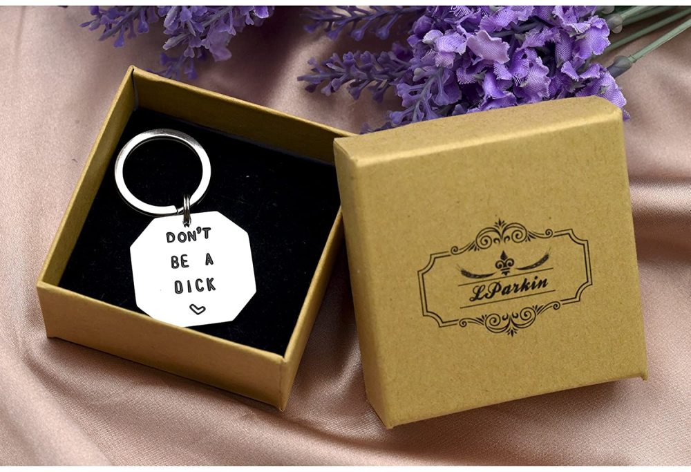 LParkin Don’t Be a Dick Funny Keychain Funny Man Gift Valentines Day Boyfriend Husband Keyring