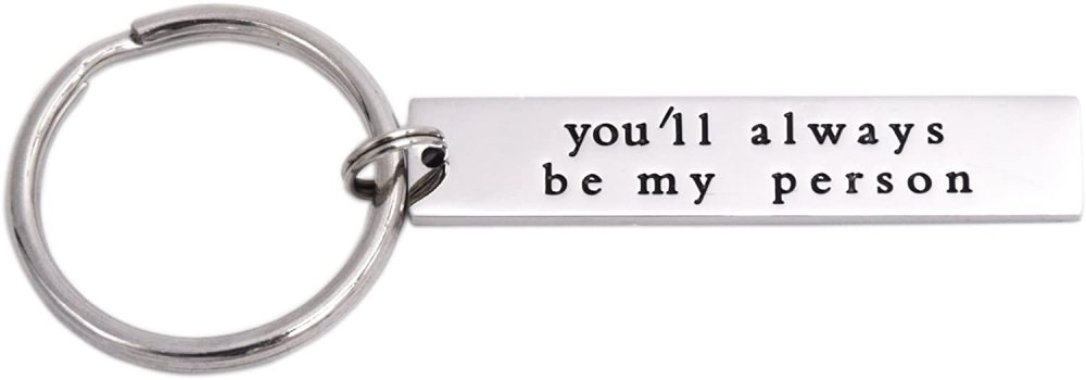 LParkin You’ll Always Be My Person You're My Person Stainless Steel Rectangle Keychain Keyring Best Friend Boyfriend Girlfriend