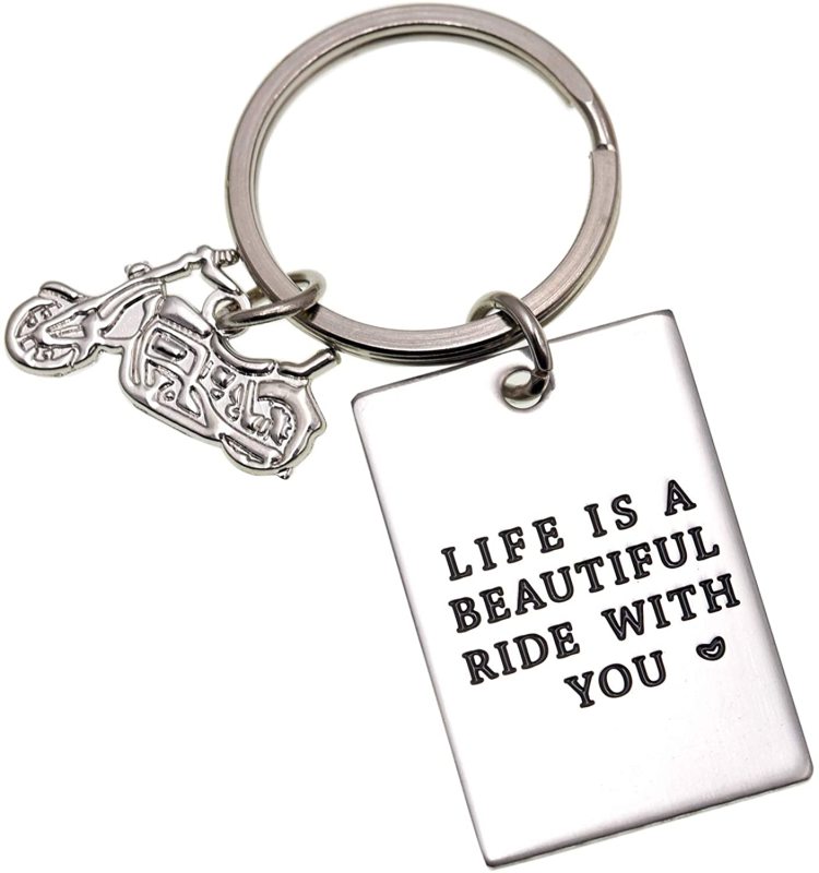 LParkin Motorcycle Keychain - Life is A Beautiful Ride with You Father Birthday Gift-Gift for Dad