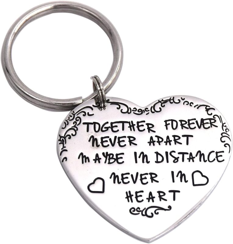 LParkin Long Distance Relationship Jewelry Gifts Keychain - Together Forever Never Apart Maybe in Distance Never in Heart