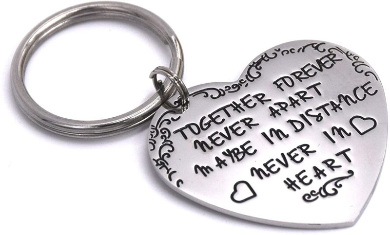 LParkin Long Distance Relationship Jewelry Gifts Keychain - Together Forever Never Apart Maybe in Distance Never in Heart