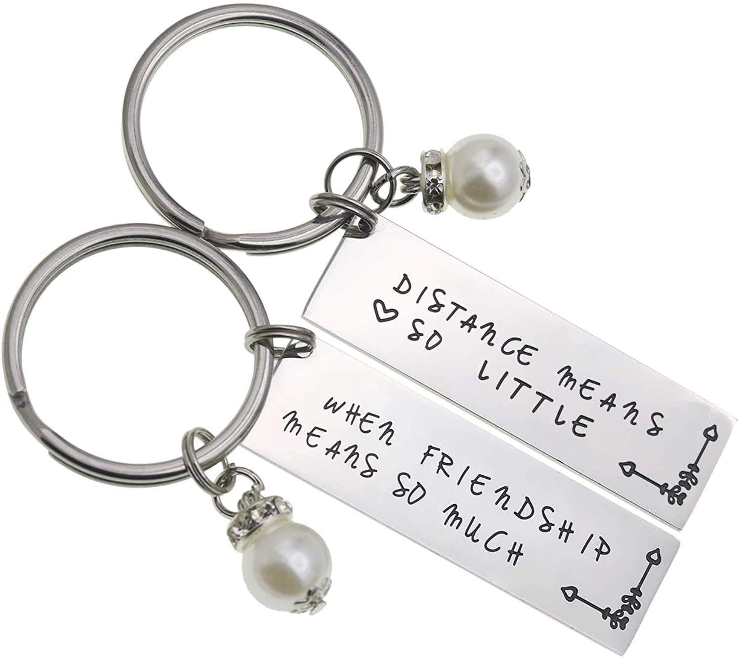 LParkin Long Distance Friendship Gifts Distance Means So Little When Friendship Means So Much Keychain Set Long Distance Best Friend Keychain Set of 2