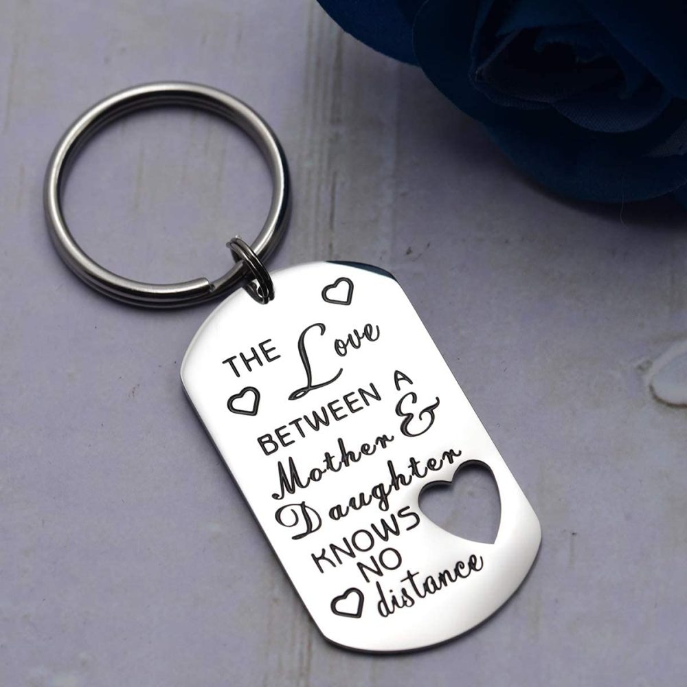 LParkin The Love Between A Mother & Daughter Knows No Distance Key Chain Dog Tag Keychain
