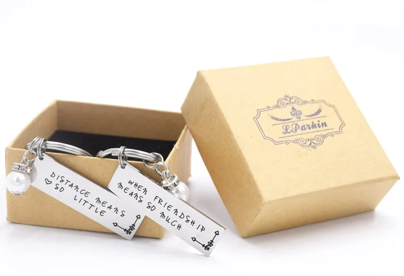 LParkin Long Distance Friendship Gifts Distance Means So Little When Friendship Means So Much Keychain Set Long Distance Best Friend Keychain Set of 2
