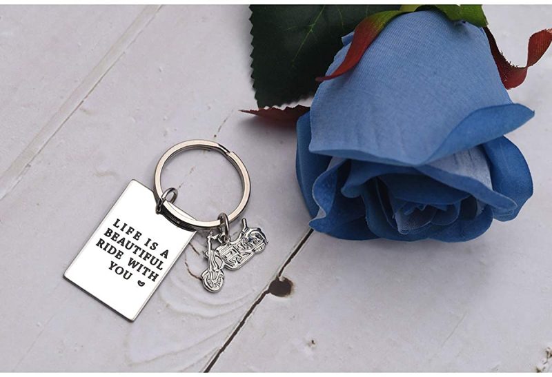 LParkin Motorcycle Keychain - Life is A Beautiful Ride with You Father Birthday Gift-Gift for Dad