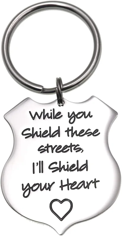 LParkin Police Officer Gift Sheriff Gifts When You Shield These Streets I Will Shield Your Heart/I Am Always with You Come Home Safe to Me Keychain