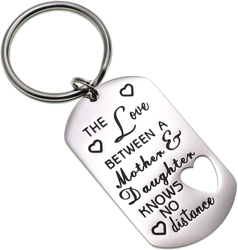 LParkin The Love Between A Mother &amp; Daughter Knows No Distance Key Chain Dog Tag Keychain