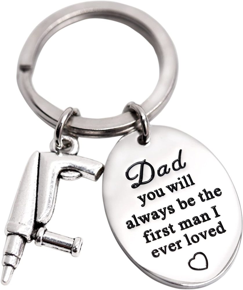 LParkin Father of The Bride Keychain The First Man I Ever Loved Keyring Stainless Steel