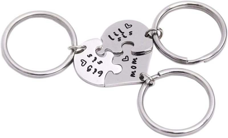 LParkin Mother Daughter Keychain Gifts Jewelry Mom Big Sis Little Sis Keychain Sisters Gift Stainless Steel Sisters Mom Keyrings