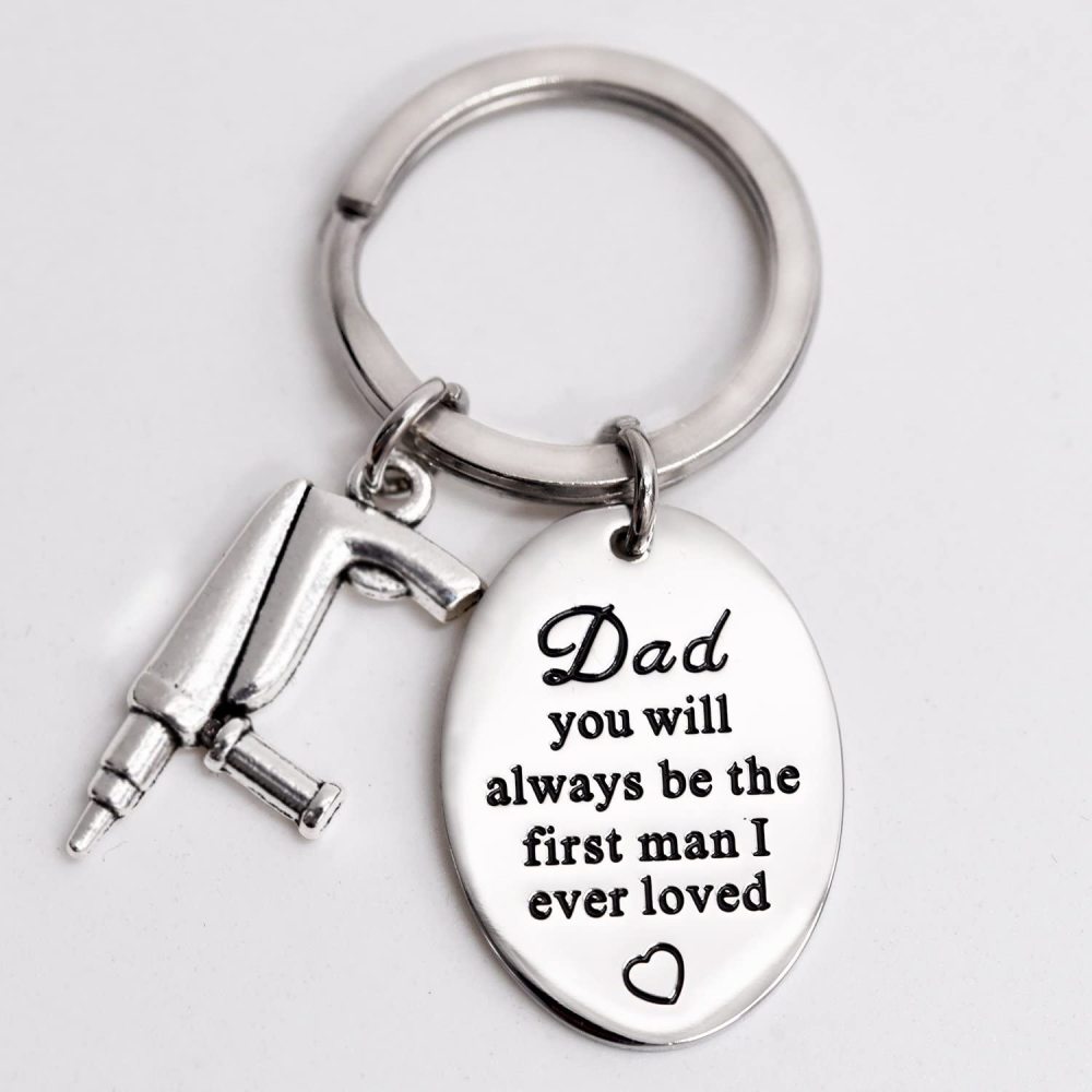LParkin Father of The Bride Keychain The First Man I Ever Loved Keyring Stainless Steel