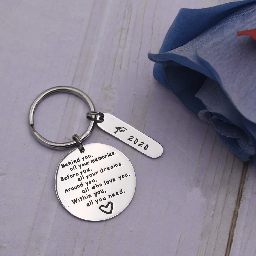 LParkin College Graduation Gifts for Her 2020 Behind You All Your Memories GraduInspirational Graduates Key Chains Inspirational Gifts for Womena