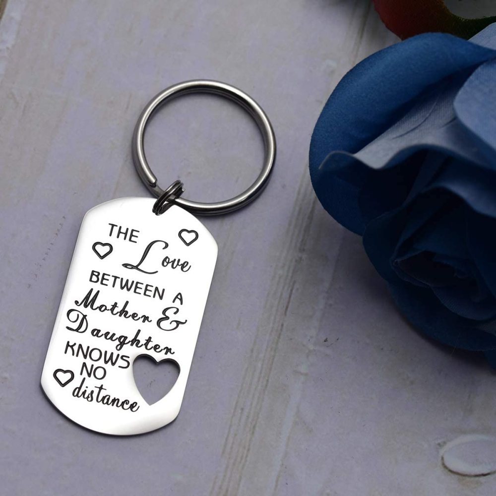 LParkin The Love Between A Mother & Daughter Knows No Distance Key Chain Dog Tag Keychain