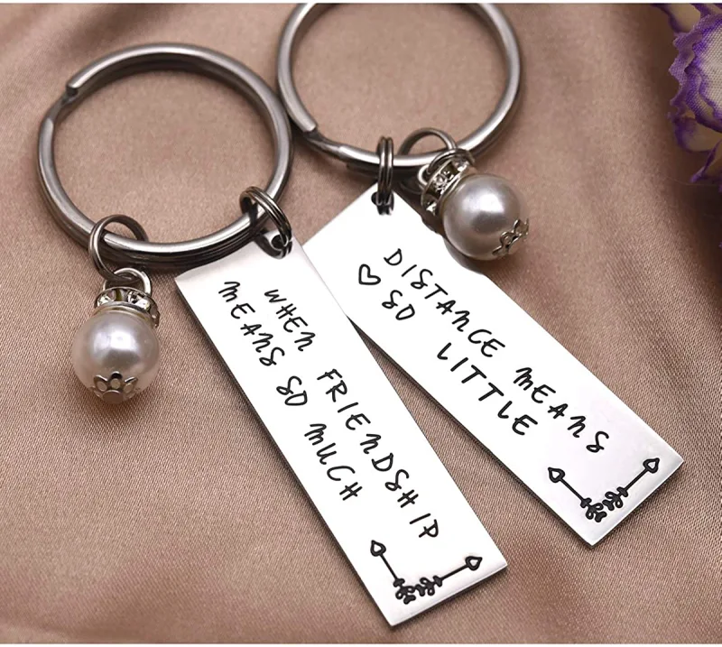 LParkin Long Distance Friendship Gifts Distance Means So Little When Friendship Means So Much Keychain Set Long Distance Best Friend Keychain Set of 2
