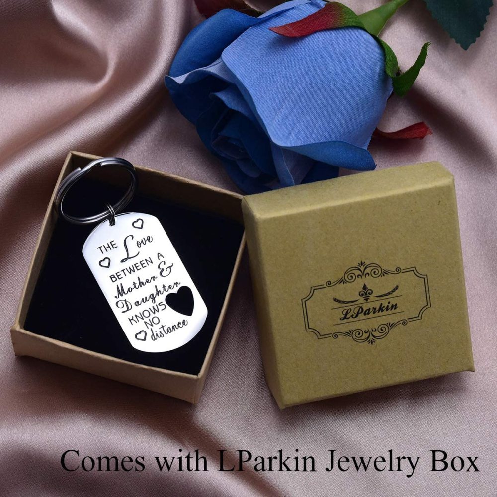 LParkin The Love Between A Mother & Daughter Knows No Distance Key Chain Dog Tag Keychain