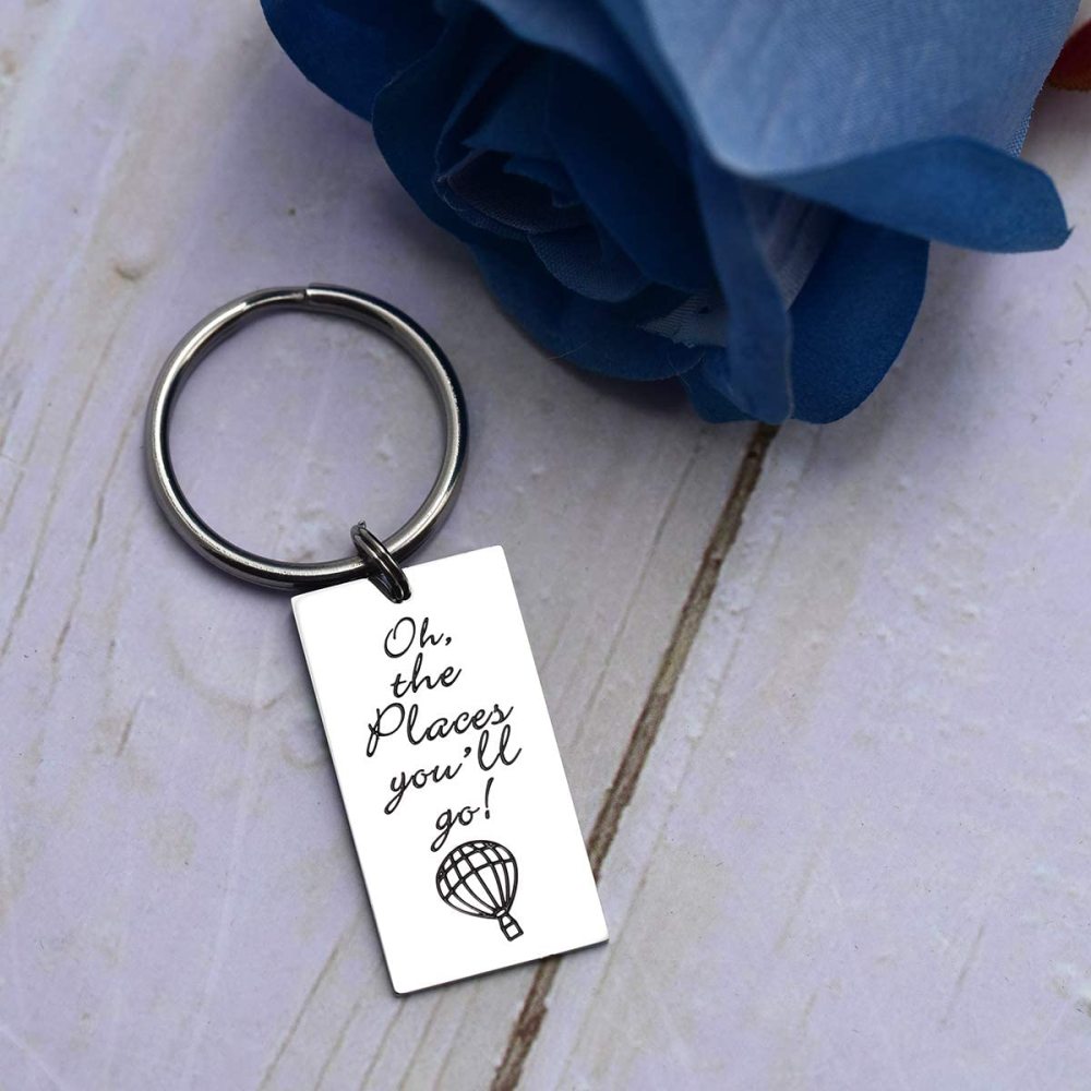 LParkin 2020 College Graduation Gifts Oh The Places You'll Go Bracelet Jewelry Best Friend Bracelets Necklace Keychain Stainless Steel Jewelry for Wom