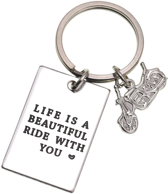 LParkin Motorcycle Keychain - Life is A Beautiful Ride with You Father Birthday Gift-Gift for Dad