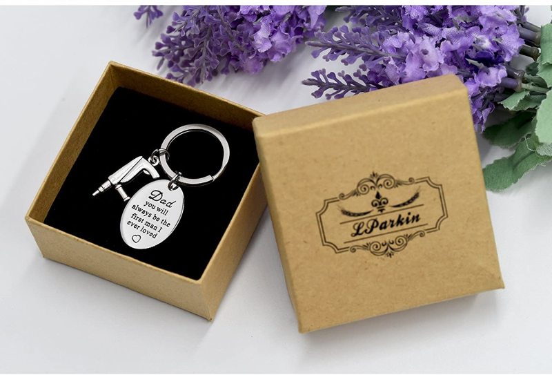 LParkin Father of The Bride Keychain The First Man I Ever Loved Keyring Stainless Steel