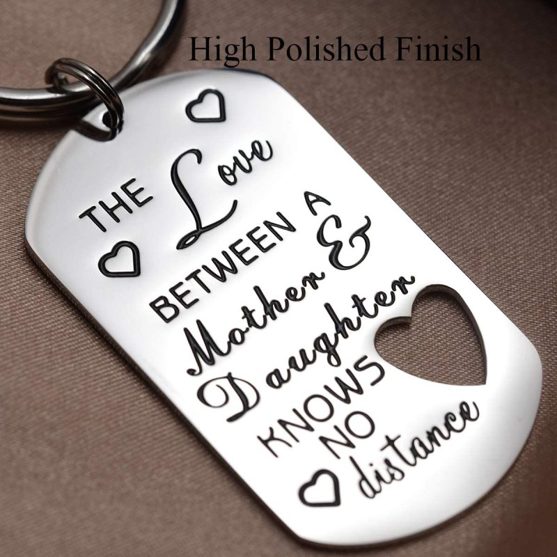 LParkin The Love Between A Mother &amp; Daughter Knows No Distance Key Chain Dog Tag Keychain