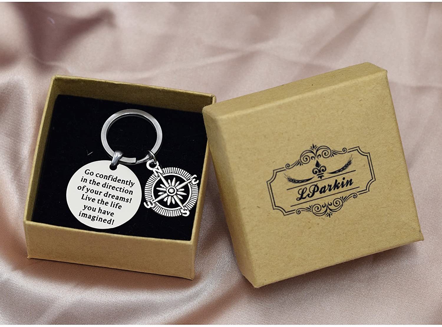 LParkin 2020 Graduation Gifts for Her Go Confidently in The Direction of Your Dreams Necklace Keychain Grad Gifts Stainless Steel