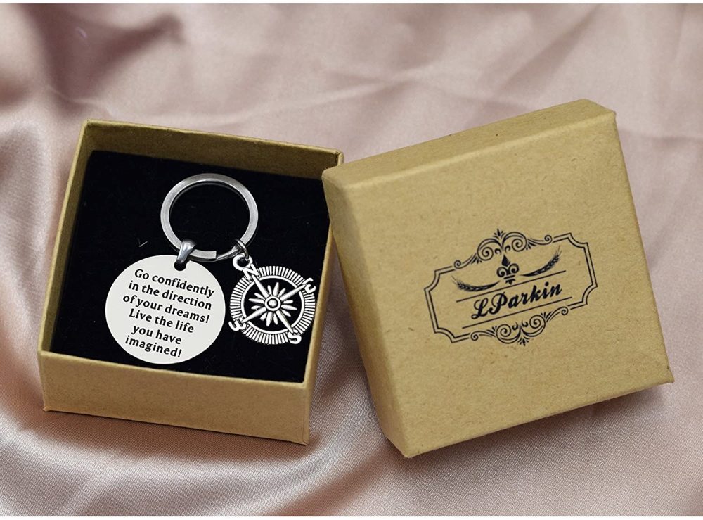 LParkin 2020 Graduation Gifts for Her Go Confidently in The Direction of Your Dreams Necklace Keychain Grad Gifts Stainless Steel
