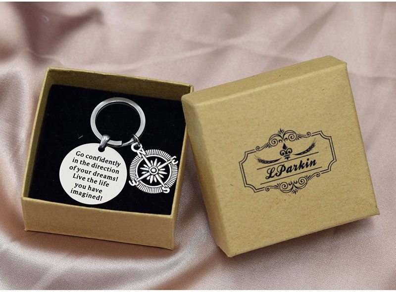 LParkin 2020 Graduation Gifts for Her Go Confidently in The Direction of Your Dreams Necklace Keychain Grad Gifts Stainless Steel