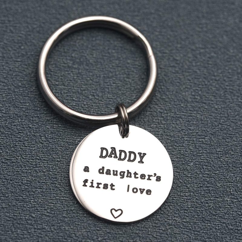 LParkin Dad Gifts from Daughter Daddy a Daughters First Love Stainless Steel Keychain Daddy Valentine Gifts