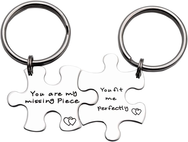 LParkin Puzzle Piece Keychains You are My Missing Piece Stainless Steel Set of Two Jewelry Long Distance Relationship