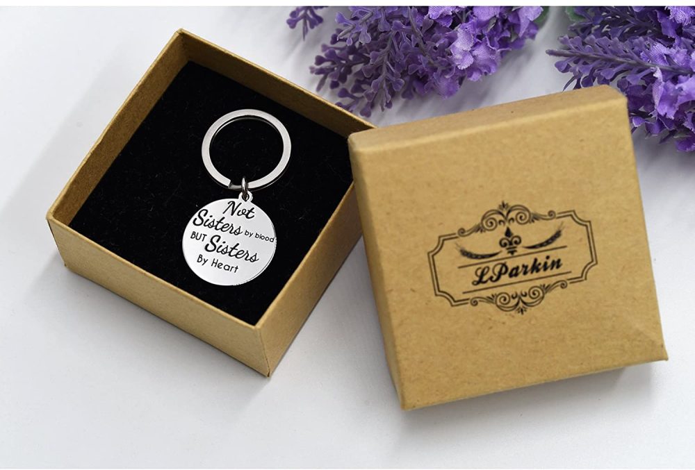 LParkin Friends Keychain Not Sisters by Blood But Sisters by Heart Keychain Sister Friend Jewelry Gift Ideas for Friends
